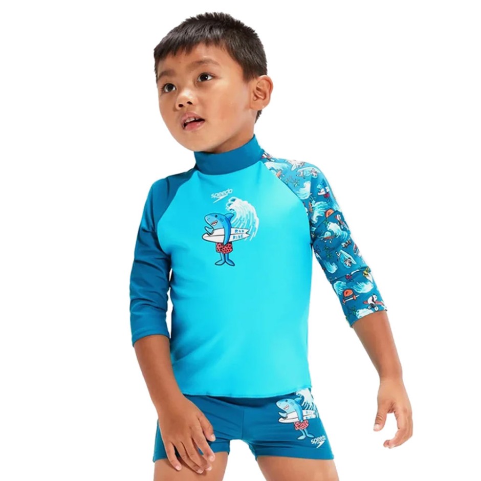 SPEEDO LONG SLEEVE PRINTED RASH TOP 003236-15137B Royal Blue