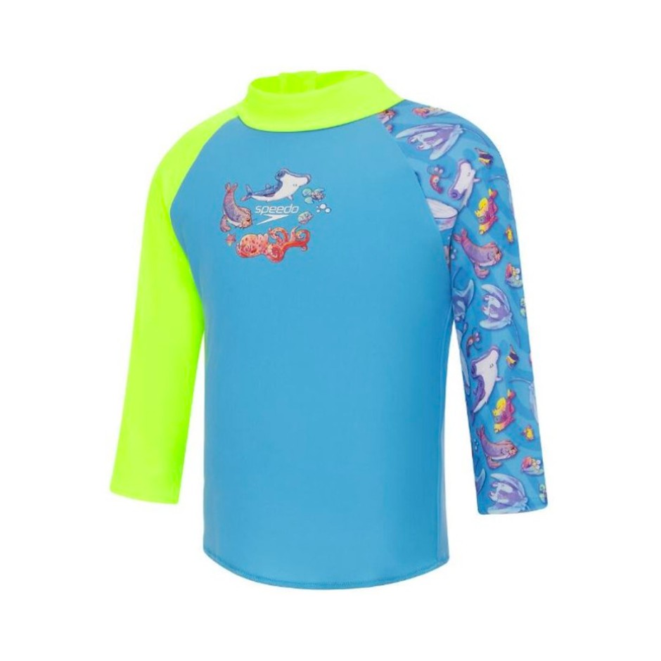 SPEEDO BOYS DIGITAL LONG SLEEVE RASH TOP 8-00384318240 Siel