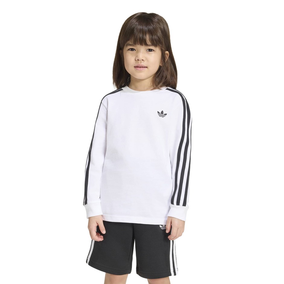 Kids' Long-Sleeve Top White - adidas Originals 3-Stripes