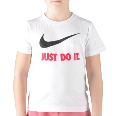 Παιδική Κοντομάνικη Μπλούζα Λευκή - Nike Swoosh Just Do It 