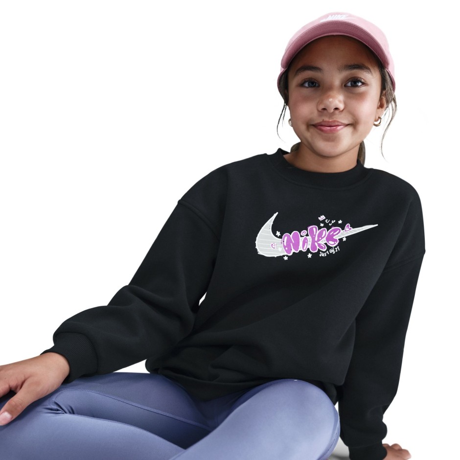 Παιδική Μακρυμάνικη Μπλούζα Μαύρη - Nike Sportswear Club Fleece