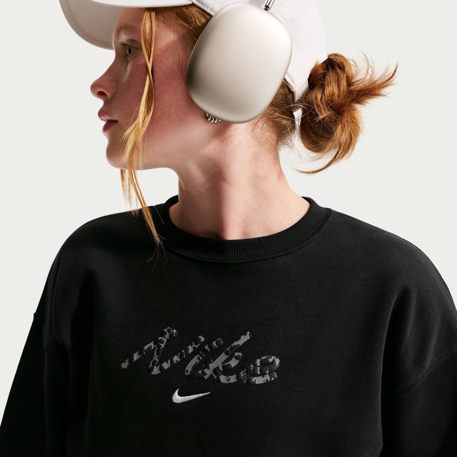 Παιδική Μακρυμάνικη Μπλούζα Μαύρη - Nike Sportswear Studio Fleece 