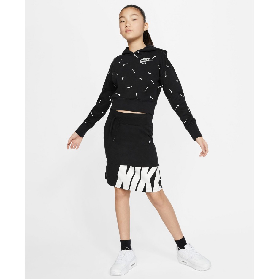 NIKE G NSW CROP HOODIE AOP CZ2566-010 Μαύρο