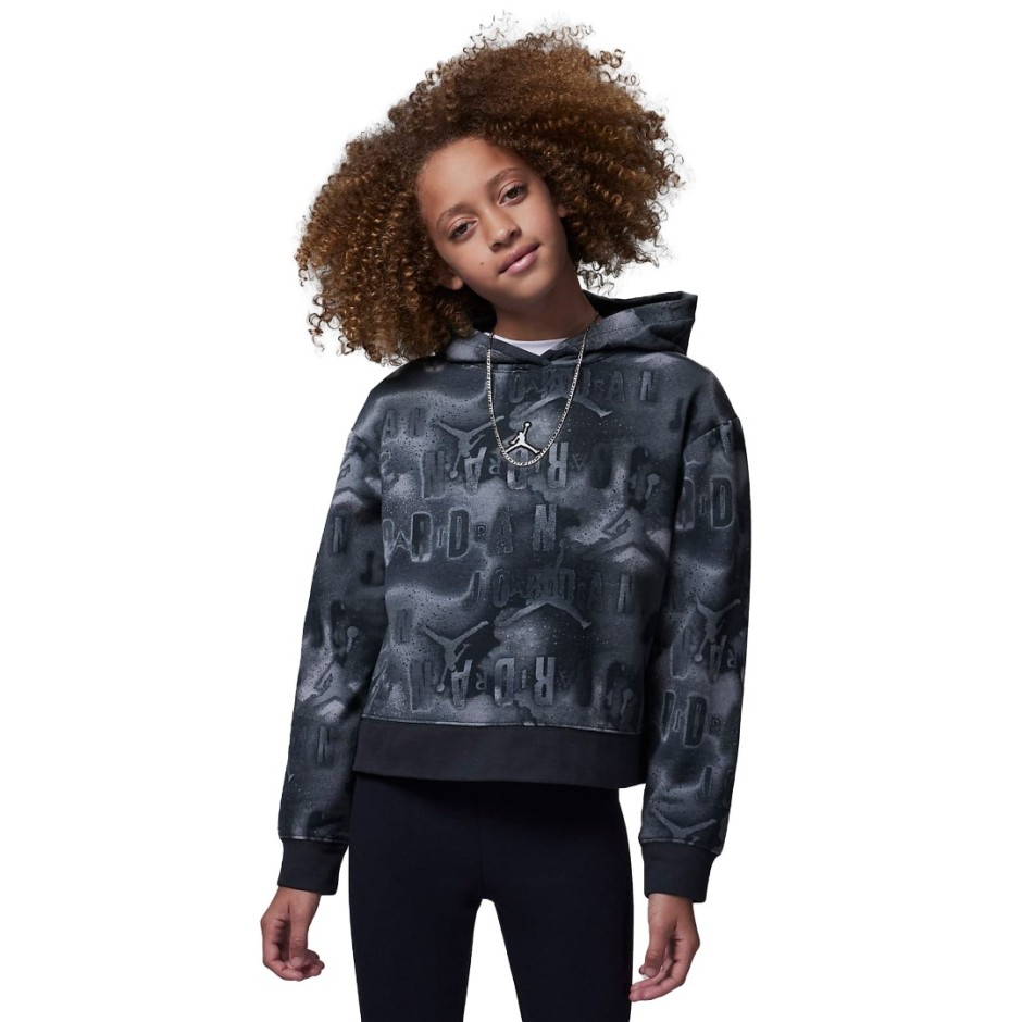 Παιδική Μπλούζα Φούτερ JORDAN ESSENTIALS AOP BOXY PO Μαύρο 45B714-023 