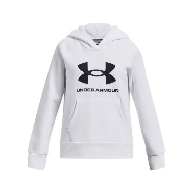 Under Armour Rival Fleece Big Logo Λευκό - Παιδική Μπλούζα Φούτερ