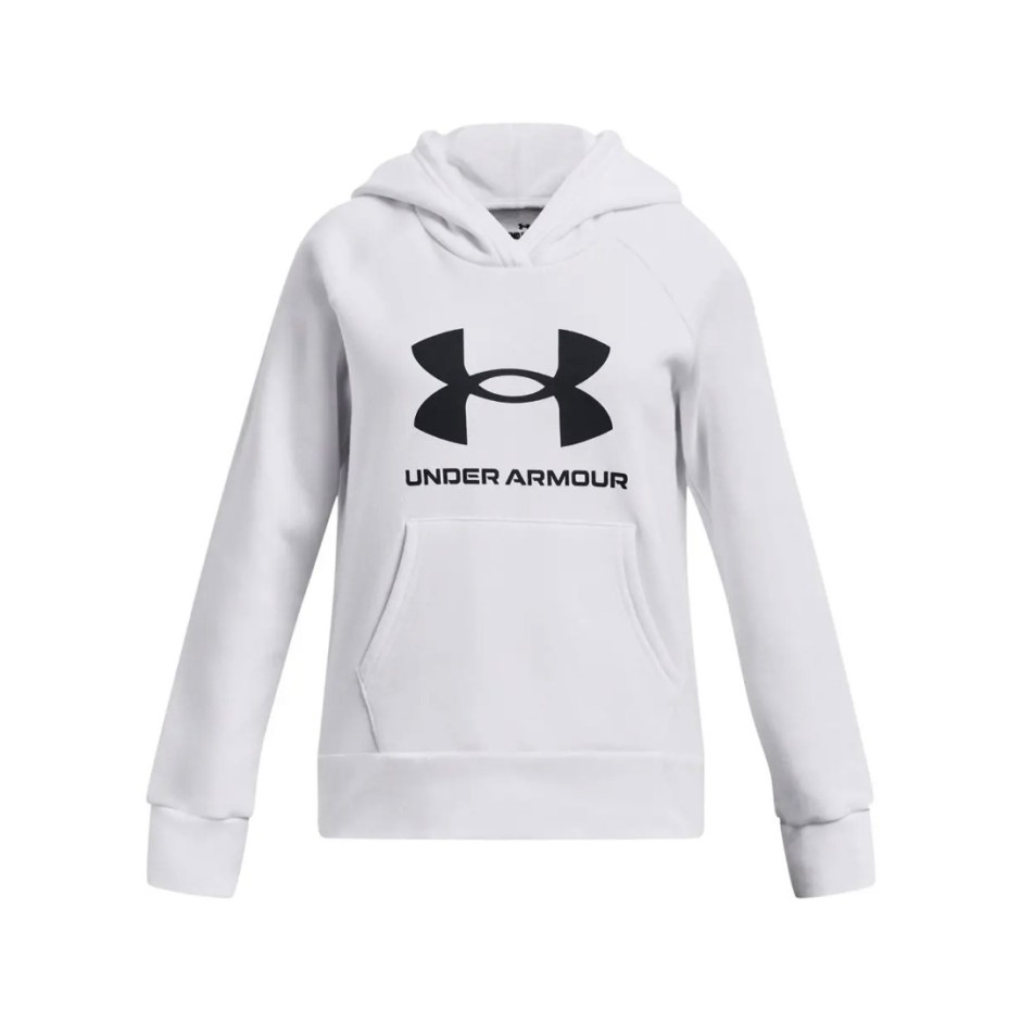 Under Armour Rival Fleece Big Logo Λευκό - Παιδική Μπλούζα Φούτερ