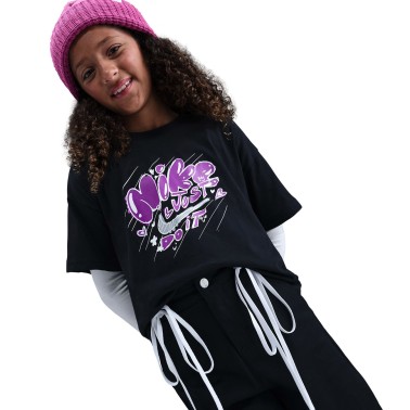 Παιδική Κοντομάνικη Μπλούζα Μαύρη - Nike Essential Doodle