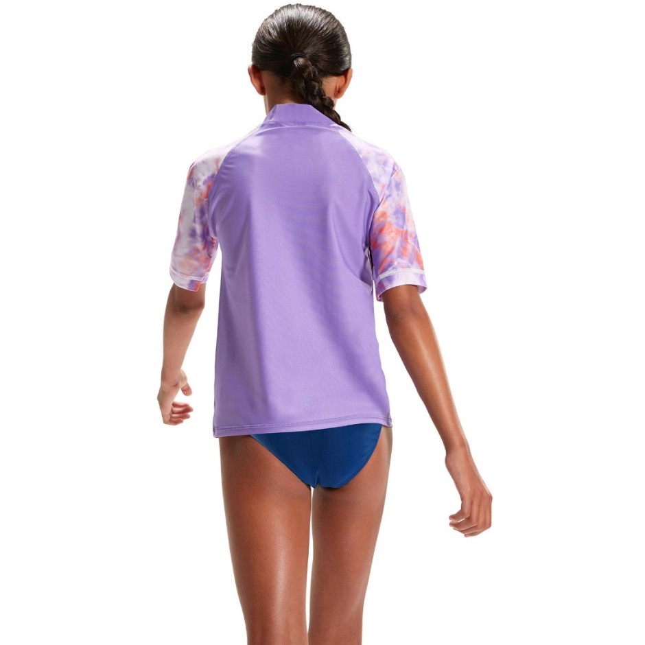 SPEEDO GIRL'S SHORT SLEEVE SUN TOP Λιλά 