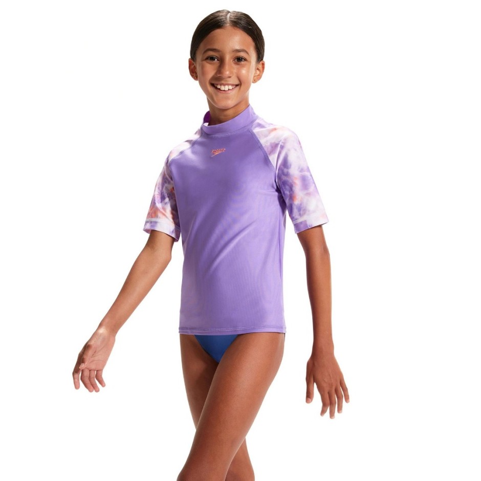 SPEEDO PRINTED SHORT SLEEVE SUN TOP 11731-14496G Lilac