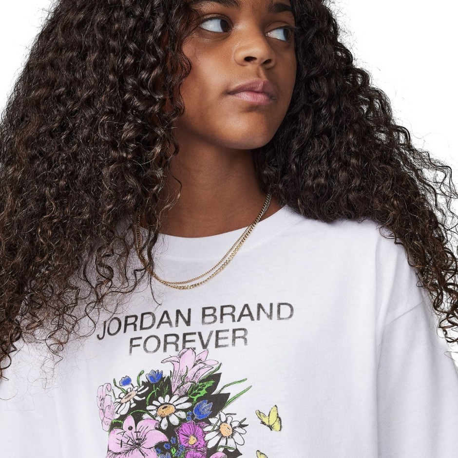 Παιδική Κοντομάνικη Μπλούζα Λευκή - Jordan Brand Forever