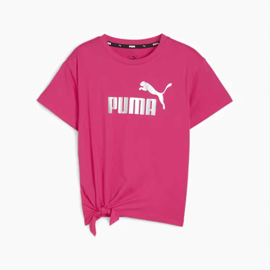 Puma Essentials+ Logo Knotted Φούξια - Παιδική Κοντομάνικη Μπλούζα