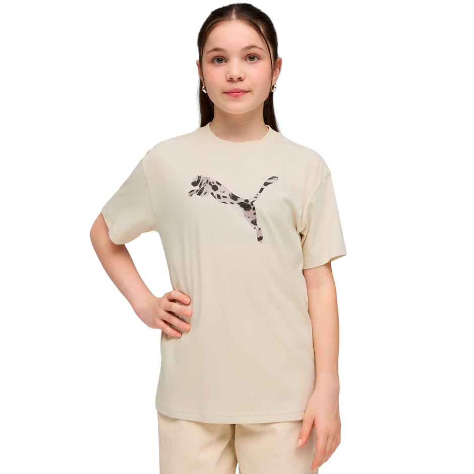 Kids' T-Shirt Ecru - PUMA Essentials Graphics Animal Relaxed 