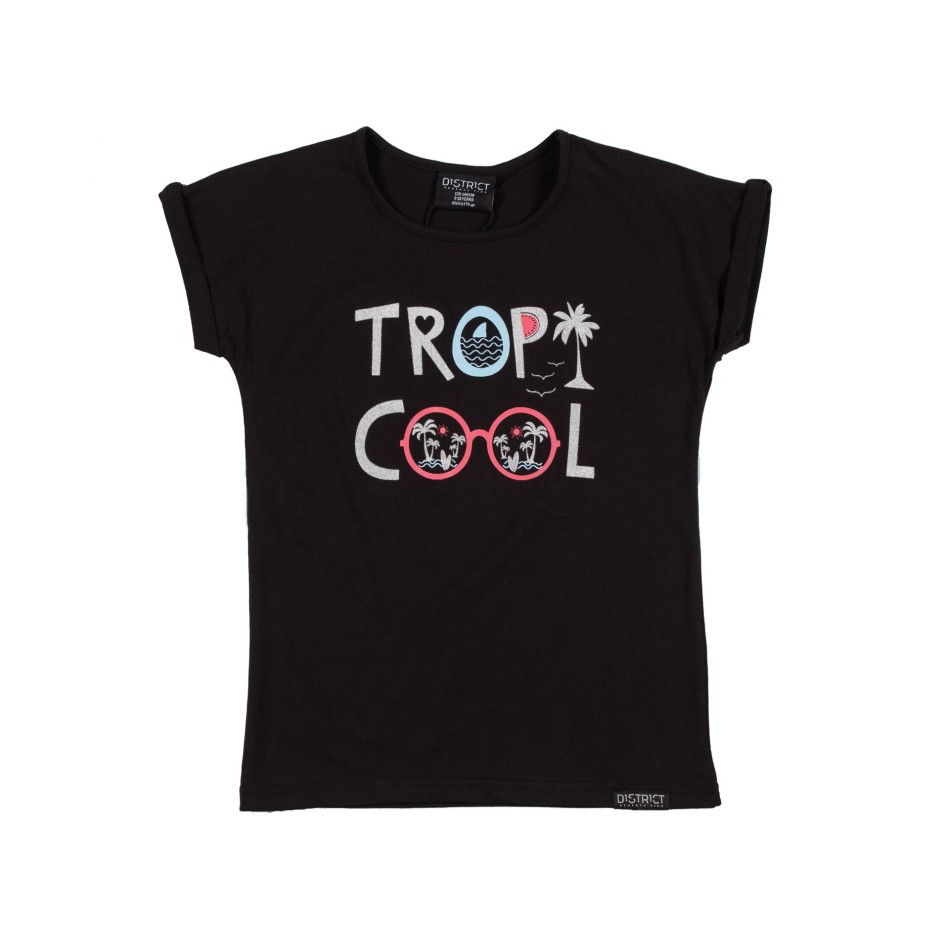 DISTRICT75 GIRLS' TEE 120KGSS-746 Black