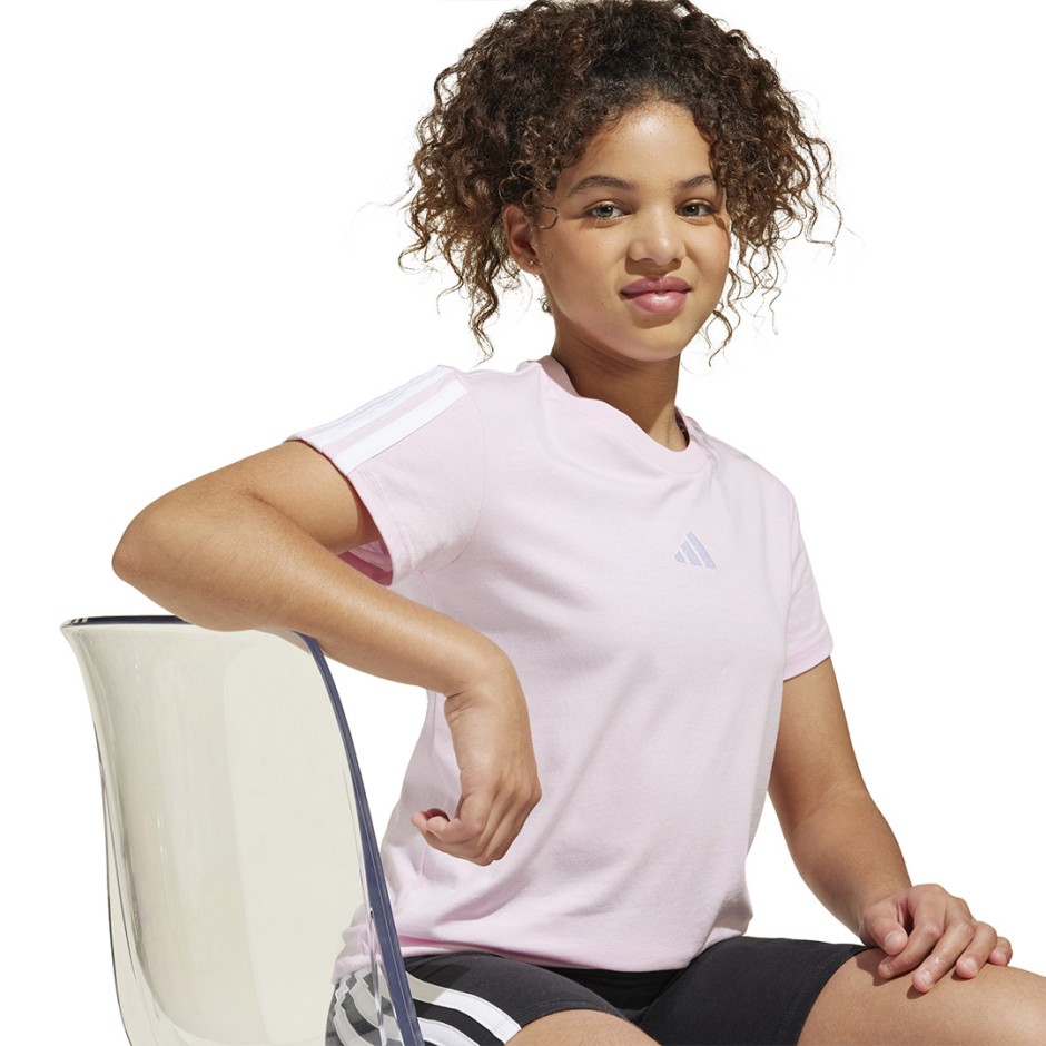 Παιδική Κοντομάνικη Μπλούζα Ροζ - adidas Sportswear Essentials 3-Stripes