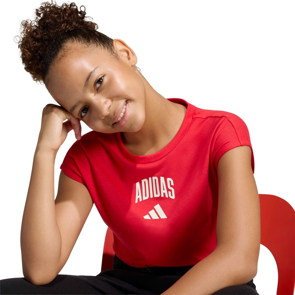 Παιδική Κοντομάνικη Μπλούζα Κόκκινη - adidas Sportswear Seasonals Collegiate Typography