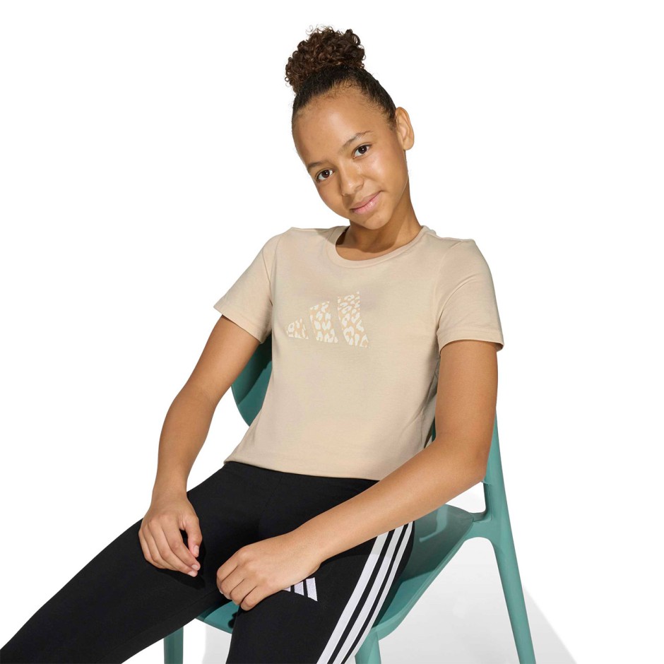 Παιδική Κοντομάνικη Μπλούζα Μπεζ - adidas Performance Animal Print Graphic