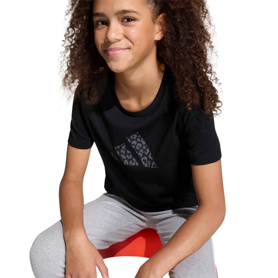 Παιδική Κοντομάνικη Μπλούζα Μαύρη - adidas Performance Animal Print Graphic