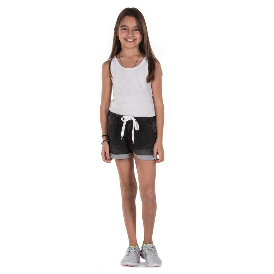 DISTRICT75 GIRLS' JEANS SHORTS 119KGSO-477 Μαύρο