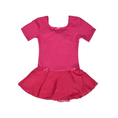GO DANCE GIRLS SHORT SLEEVE LEOTARD W SKIRT 9984-FUC Fuchsia