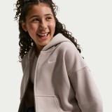 Kids' Full-Zip Hoodie Beige - Nike Sportswear Studio Fleece Image 1