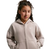 Kids' Full-Zip Hoodie Beige - Nike Sportswear Studio Fleece Image 