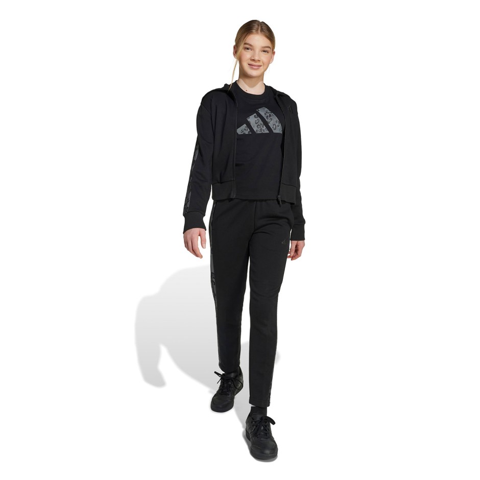 Παιδική Ζακέτα Μαύρη - adidas Sportswear Essentials 3-Stripes Animal French Terry