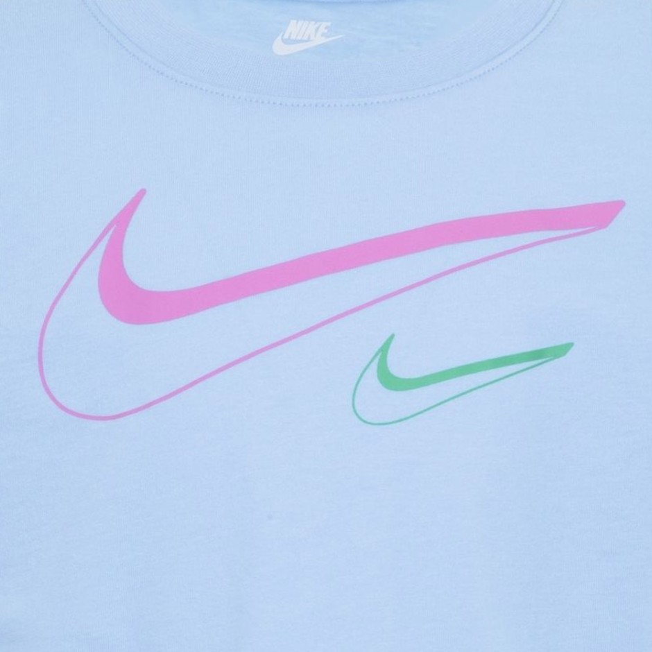 Παιδική Κοντομάνικη Μπλούζα Σιέλ - Nike Swoosh Logo
