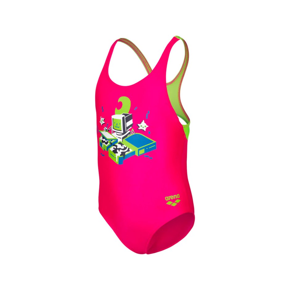 ARENA KIDS GIRL'S GAME SWIMSUIT SWIM PRO BACK 007233-980 Fuchsia