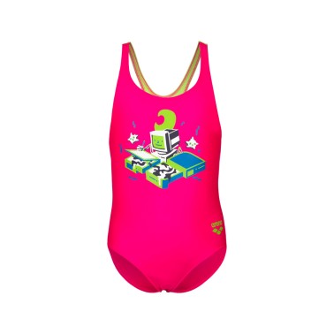 ARENA KIDS GIRL'S GAME SWIMSUIT SWIM PRO BACK 007233-980 Fuchsia
