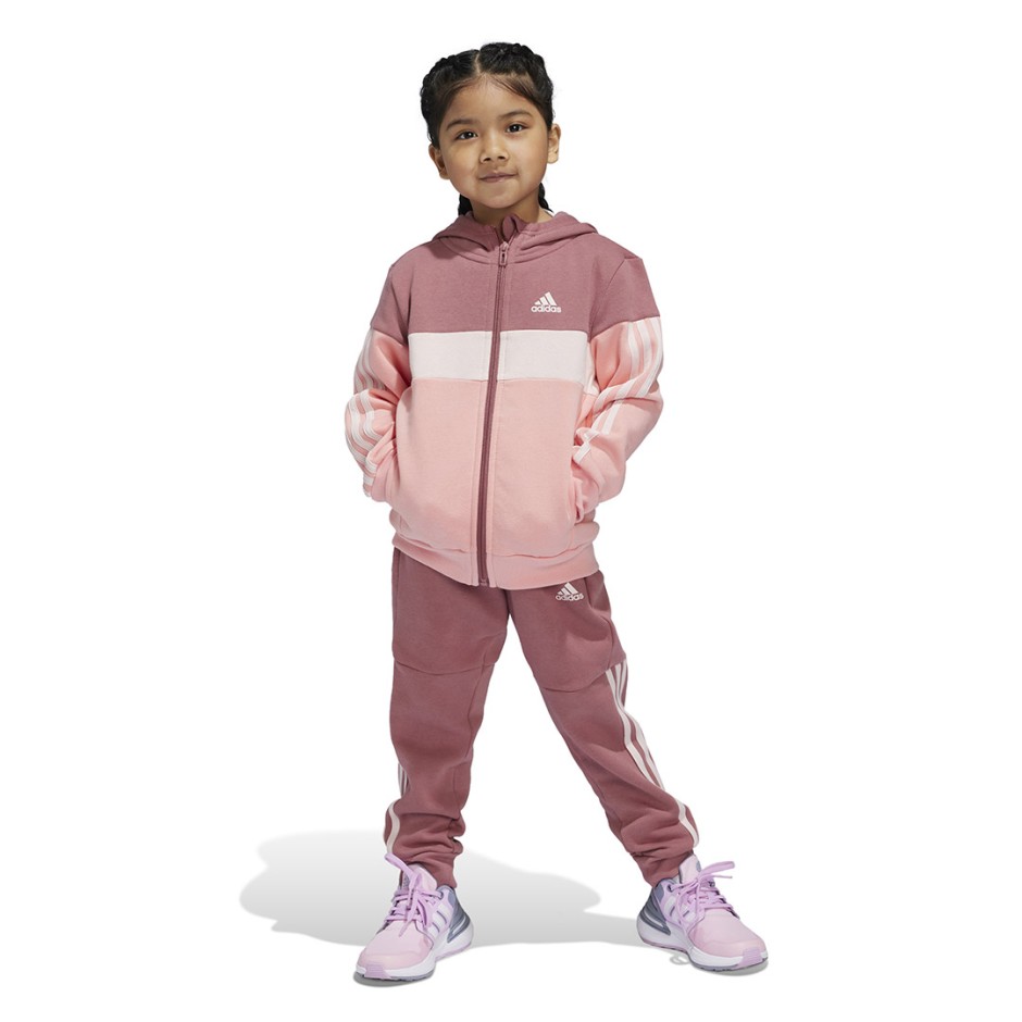 Παιδικό Σετ Ροζ - adidas Sportswear Tiberio 3-Stripes Colorblock Fleece