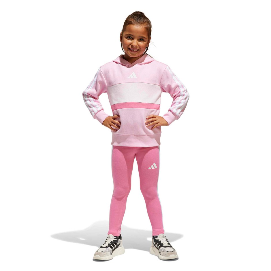 Παιδικό Σετ Ροζ - adidas Sportswear Tiberio 3-Stripes Colorblock Fleece
