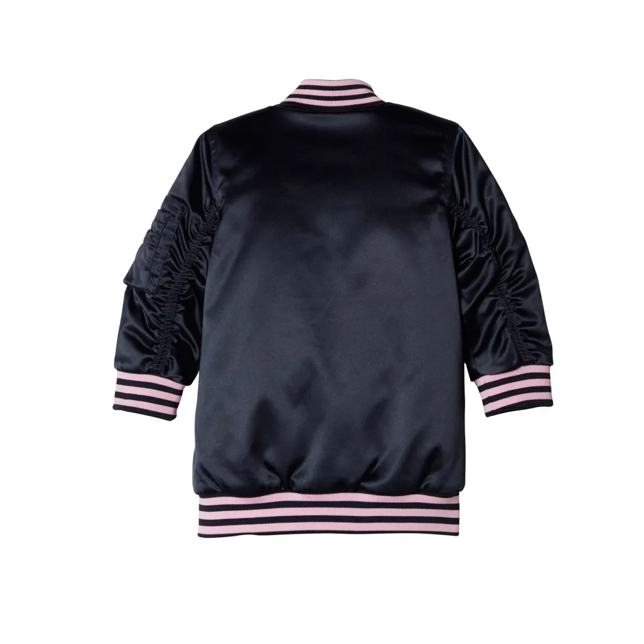 adidas gazelle silver green womens Rhinestone Kamon and Logo Relax Fit Bomber Jacket – EVISU main image 1