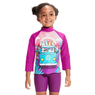 SPEEDO GIRLS DIGITAL LONG SLEEVE RASH TOP 13501-15151B Colorful