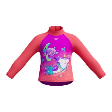 SPEEDO GIRLS DIGITAL  LONG SLEEVE RASH TOP 8-00374518257 Colorful
