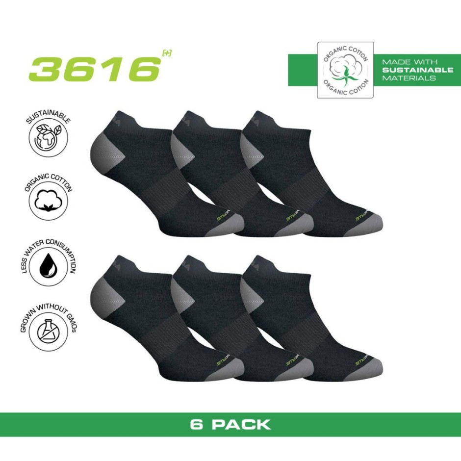 GSA ORGANICPLUS MENS ULTRALIGHT PERFORMANCE LOW CUT 6PACK Μαύρο