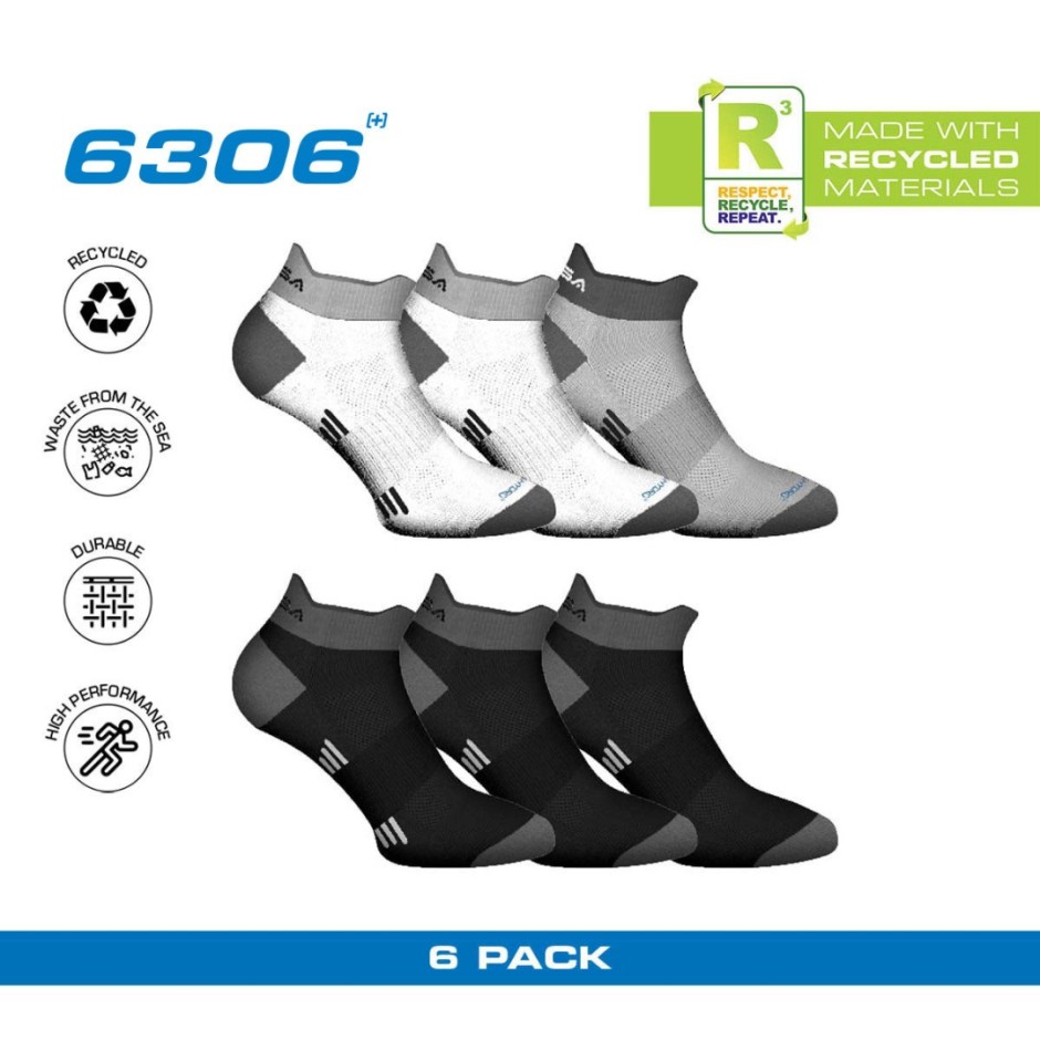GSA HYDRO MENS ULTRALIGHT HIGH PERFORMANCE LOW CUT 6PACK 8119109-WHITE-GRAY-BLACK Colorful