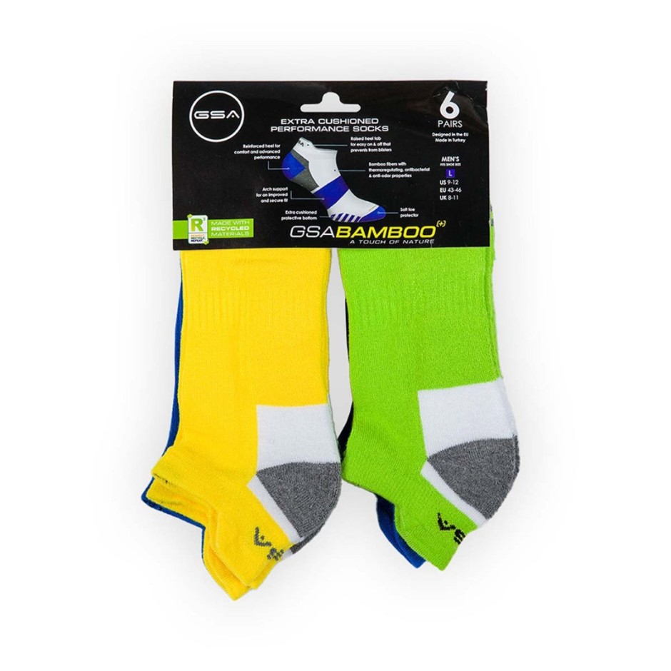 GSA BAMBOO MENS EXTRA CUSHIONED PERFORMANCE LOW CUT 6PACK ΠΟΛΥΧΡΩΜΟ
