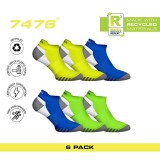GSA BAMBOO MENS EXTRA CUSHIONED PERFORMANCE LOW CUT 6PACK 8119113-YELLOW-BLUE-GREEN MULTI