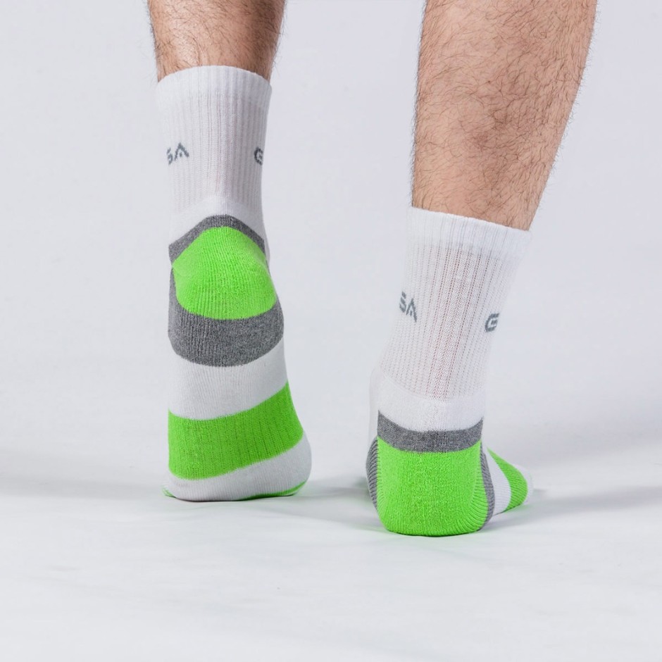 GSA BAMBOO MENS EXTRA CUSHIONED PERFORMANCE QUARTER 6PACK 8119114-WHITE/YEL-BLUE-GREEN White