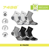GSA BAMBOO MENS EXTRA CUSHIONED PERFORMANCE QUARTER 6PACK 8119114-WHITE-GRAY-BLACK Colorful Image 5