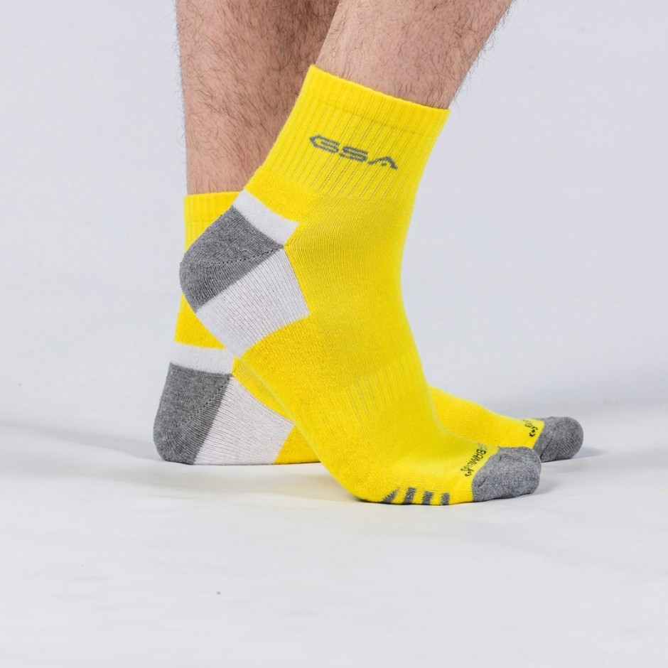 GSA BAMBOO MENS EXTRA CUSHIONED PERFORMANCE QUARTER 6PACK 8119114-YELLOW-BLUE-GREEN MULTI
