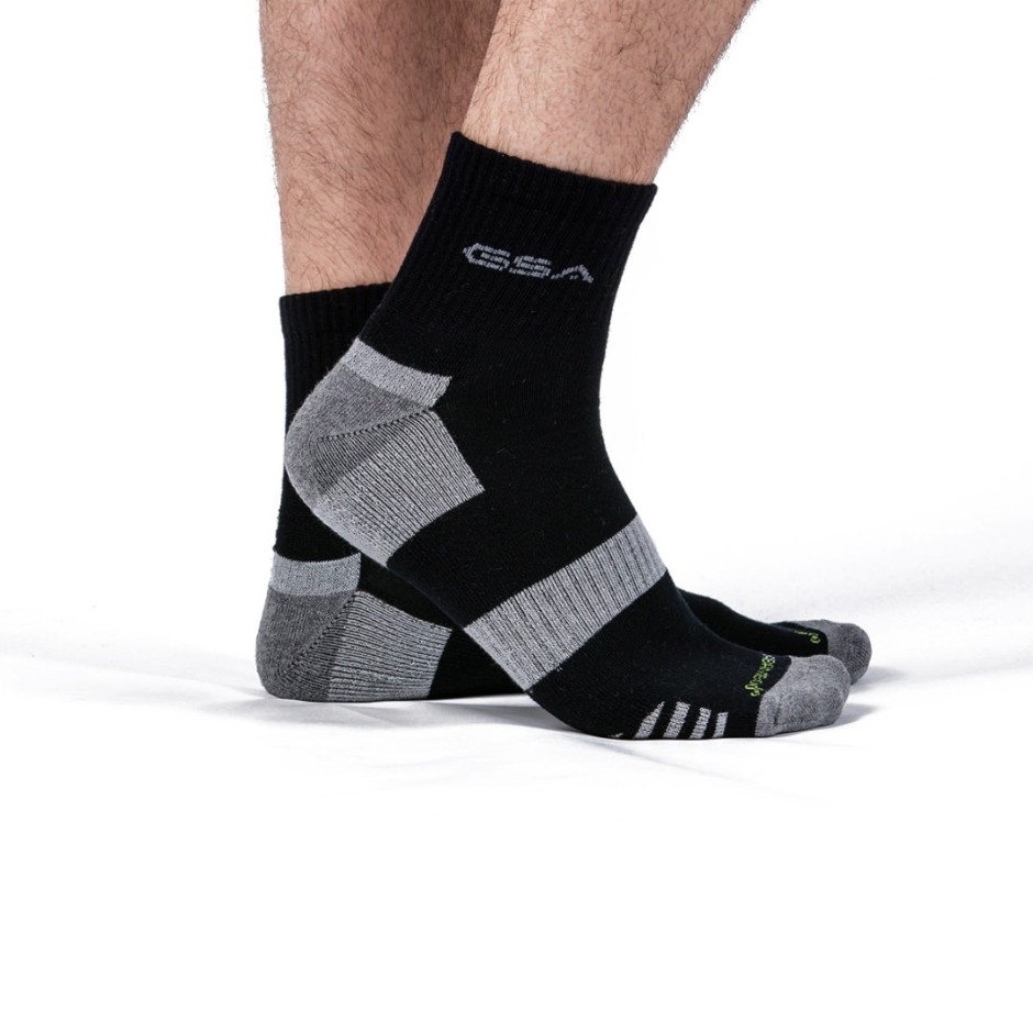 GSA BAMBOO MENS EXTRA CUSHIONED PERFORMANCE QUARTER 6PACK 8119114-WHITE-GRAY-BLACK Colorful