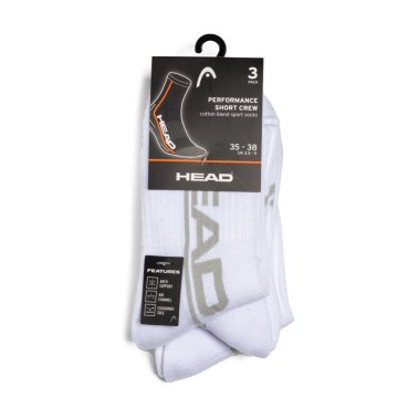HEAD PERFORMANCE SHORT CREW SOCSK 3P 791010001-WHITE Λευκό