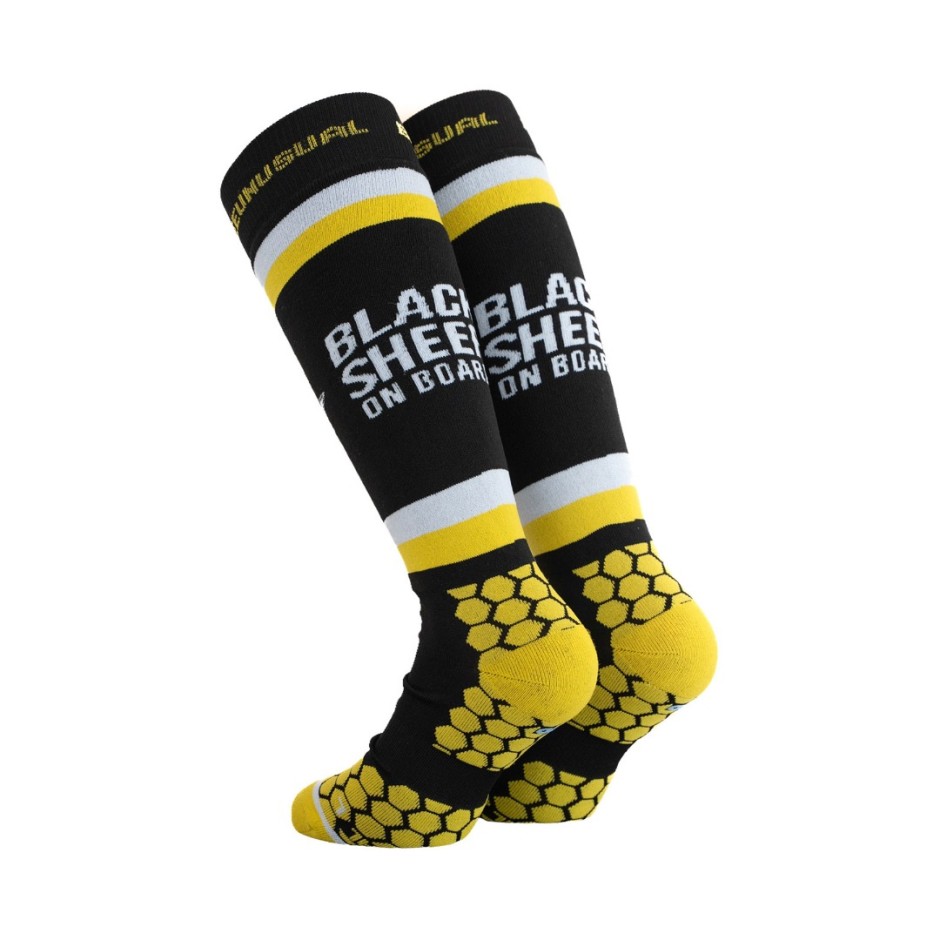 BEE UNUSUAL SHEEP SKI SOCKS AS-230730-BLACK\YELLOW Black