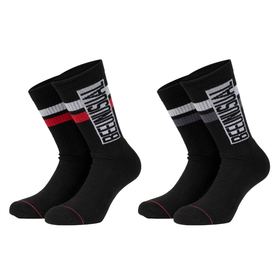 BEE UNUSUAL ORIGINAL SOLID CREW SOCKS 2 PACK Μαύρο 