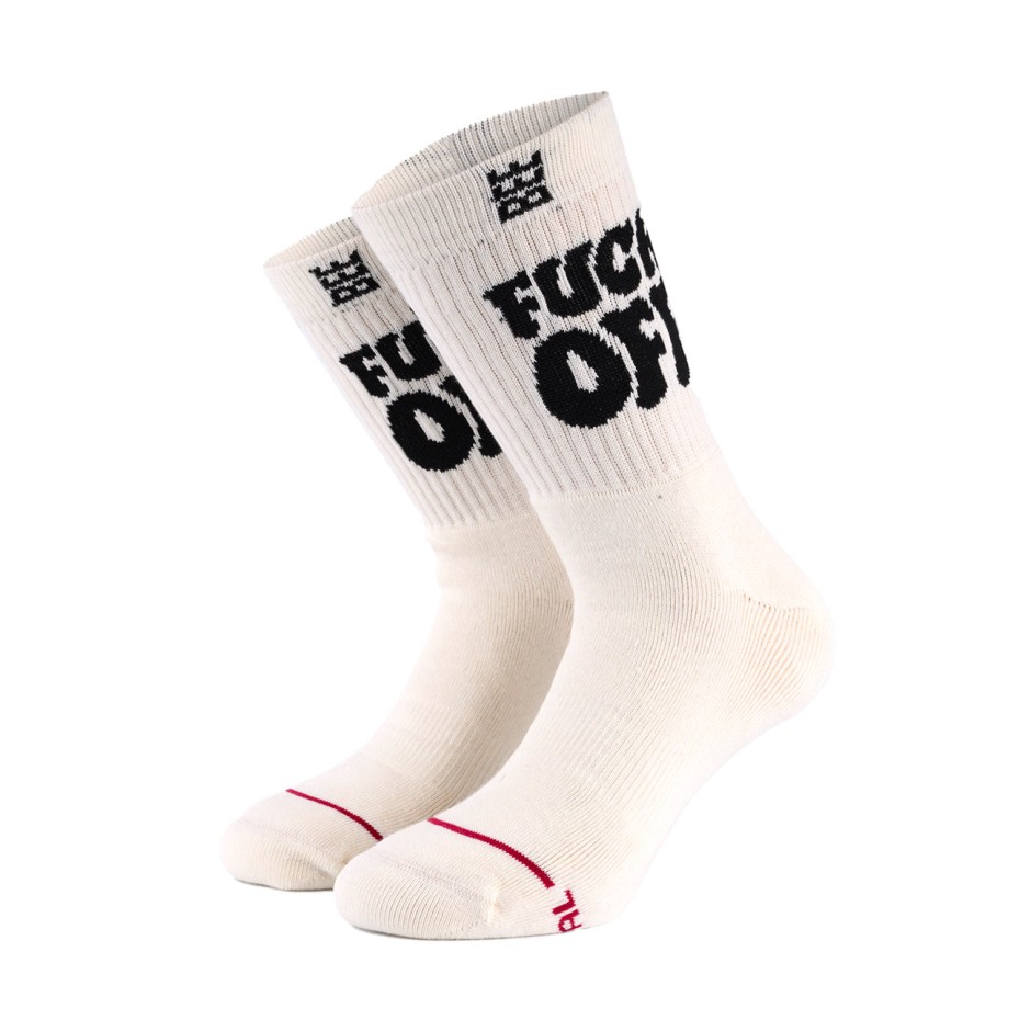 BEE UNUSUAL FCK OFF CHUNKY PREMIUM OFF WHITE SOCKS AS-252920-OFF WHITE Ecru