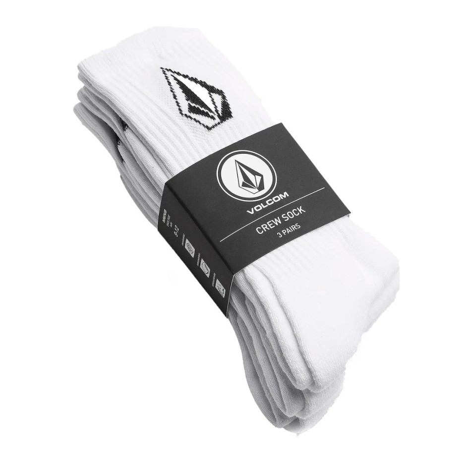 VOLCOM FULL STONE SOCK 3PK D6302004-WHT Λευκό