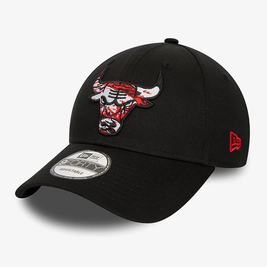 Καπέλο Μαύρο - New Era Chicago Bulls NBA Infill Black 9FORTY 