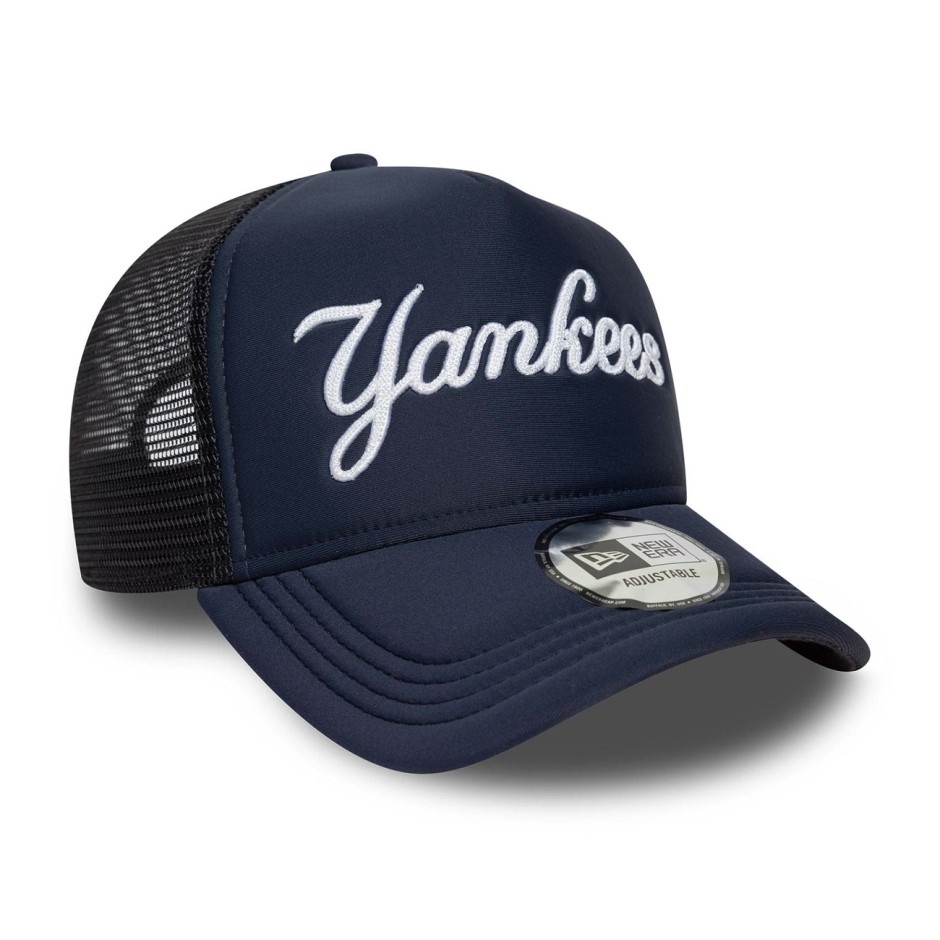 Καπέλο Μπλε - New Era New York Yankees MLB Script Navy 9FORTY A-Frame