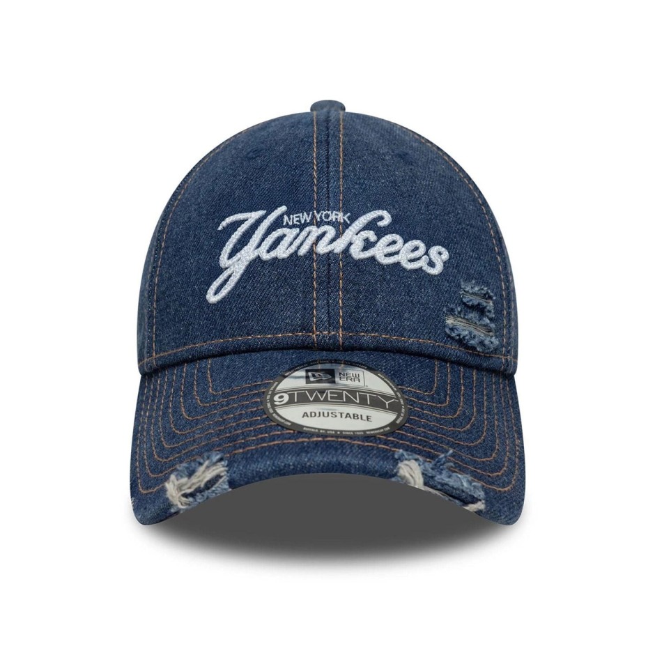 Καπέλο Μπλε - New Era New York Yankees MLB Denim Distressed Navy 9TWENTY